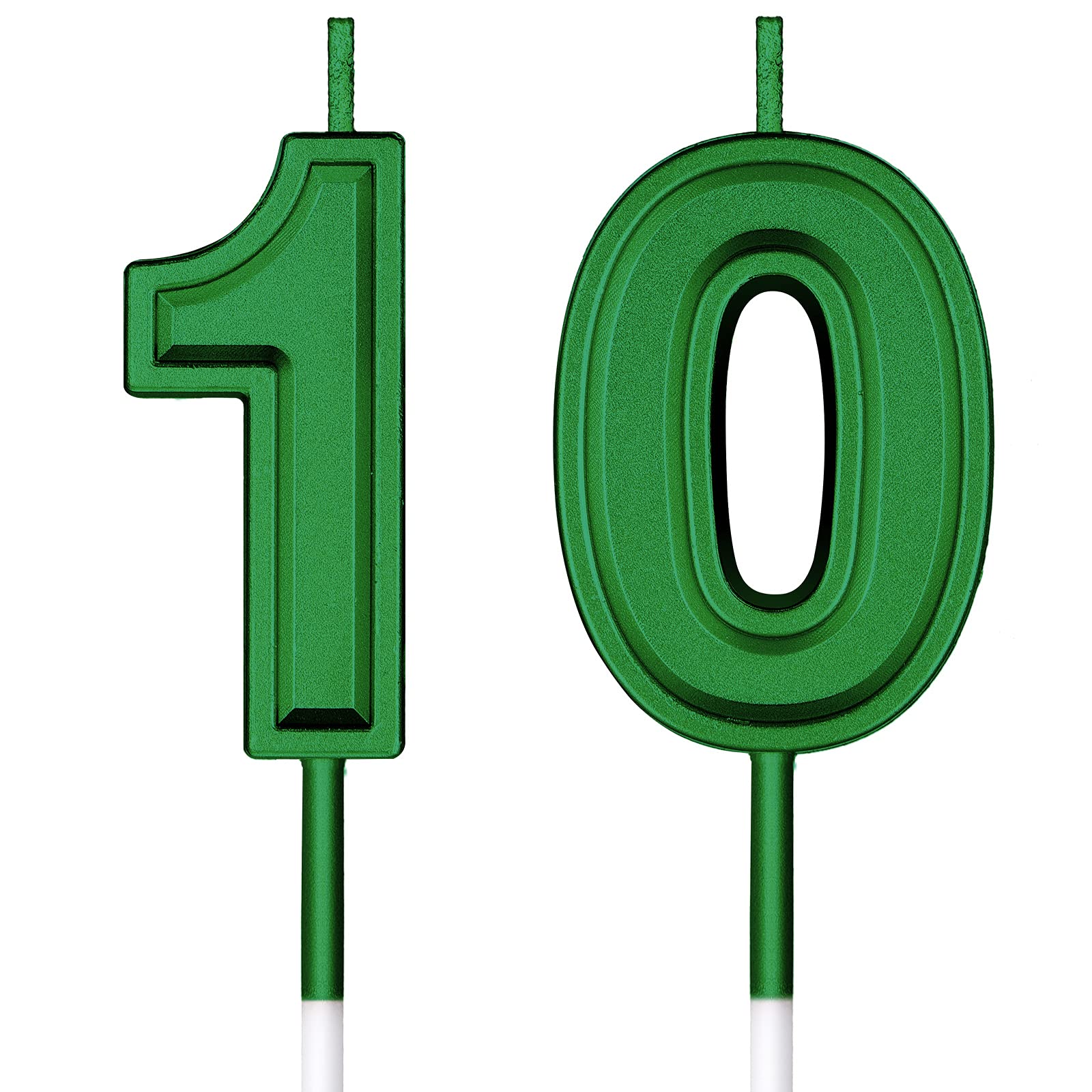 Photo 1 of Frienda Birthday Candles Cake Numeral Candles Happy Birthday Cake Candles Topper Decoration for Birthday Wedding Anniversary Celebration Supplies(Green,10th)