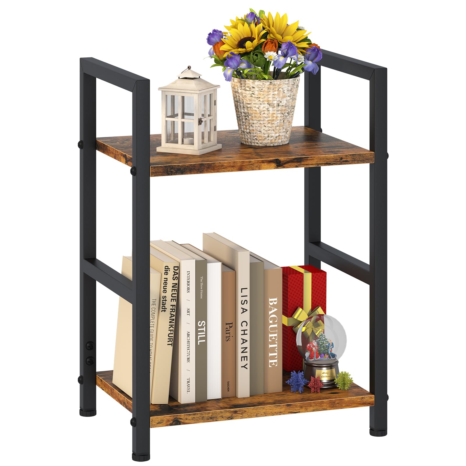 Photo 1 of ***MISSING PARTS***
Katrawu Small Bookshelf for Small Space, 2 Tier Industrial Bookcase,Narrow Book Case Storage Organizer Book Shelf for Living Room, Bedroom and Office, Easy Assembly(2 Tier,Rustic Brown)