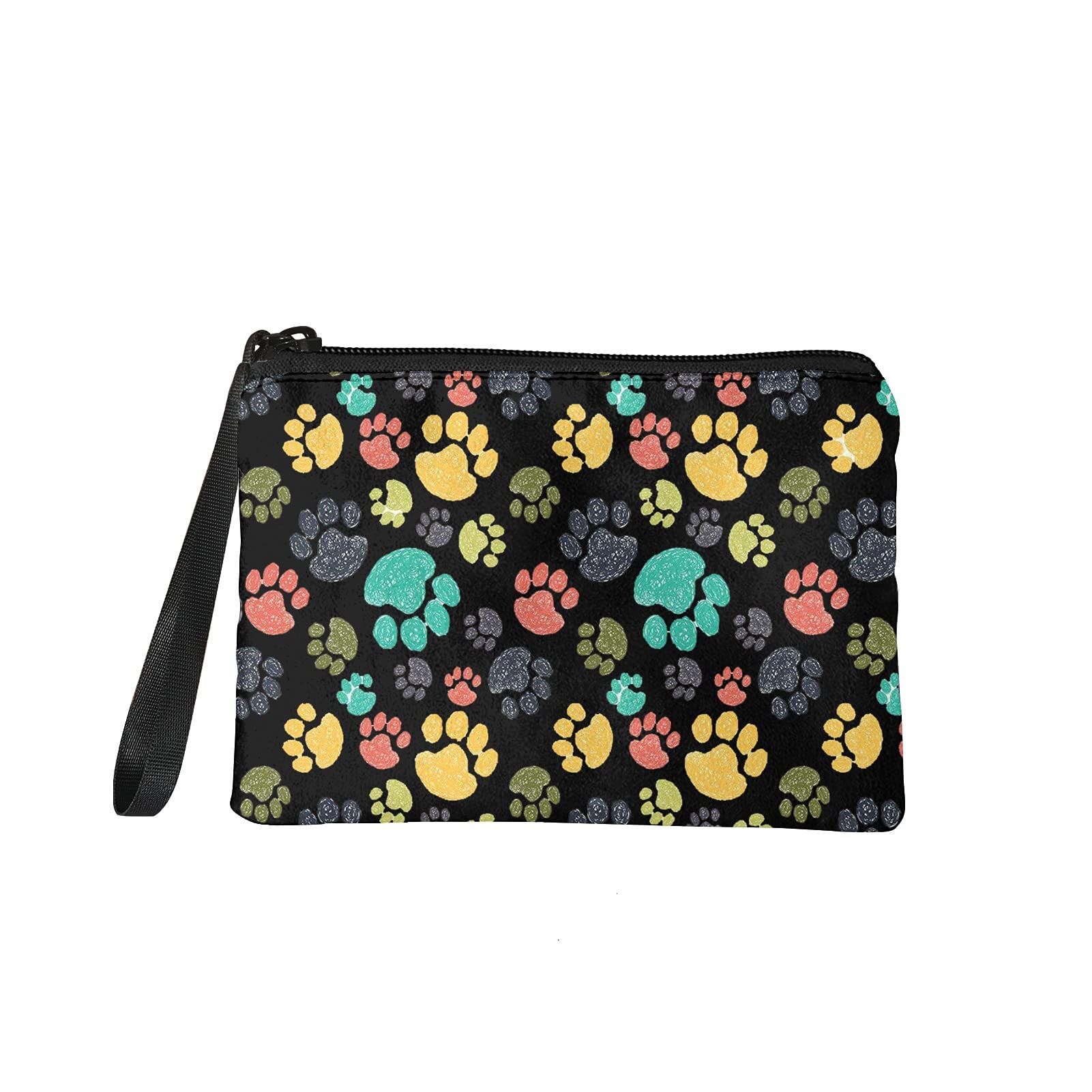 chaqlin Small Coin Purse for Women Keychain Cute Dog Paw Print Mini Coin Pouch Wallet for Girls Zipper Wallet Card Holder
