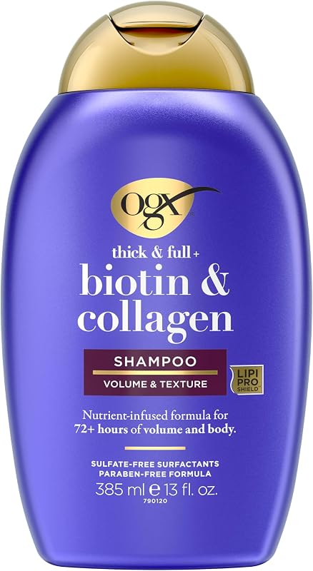 Biotin & Collagen Shampoo (385 ml), kräftigendes Haarshampoo für feines & dünnes Haar, mit Vitamin B7 Biotin & Kollagen, ohne Sulfate