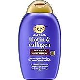 OGX Thick &amp; Full + Biotin &amp; Collagen Volumizing Shampoo, Nutrient-Infused Hair Shampoo with Vitamin B7 Biotin Gives Hair Volume &amp; Body for 72+ Hours, Sulfate-Free Surfactants, 13 fl. oz