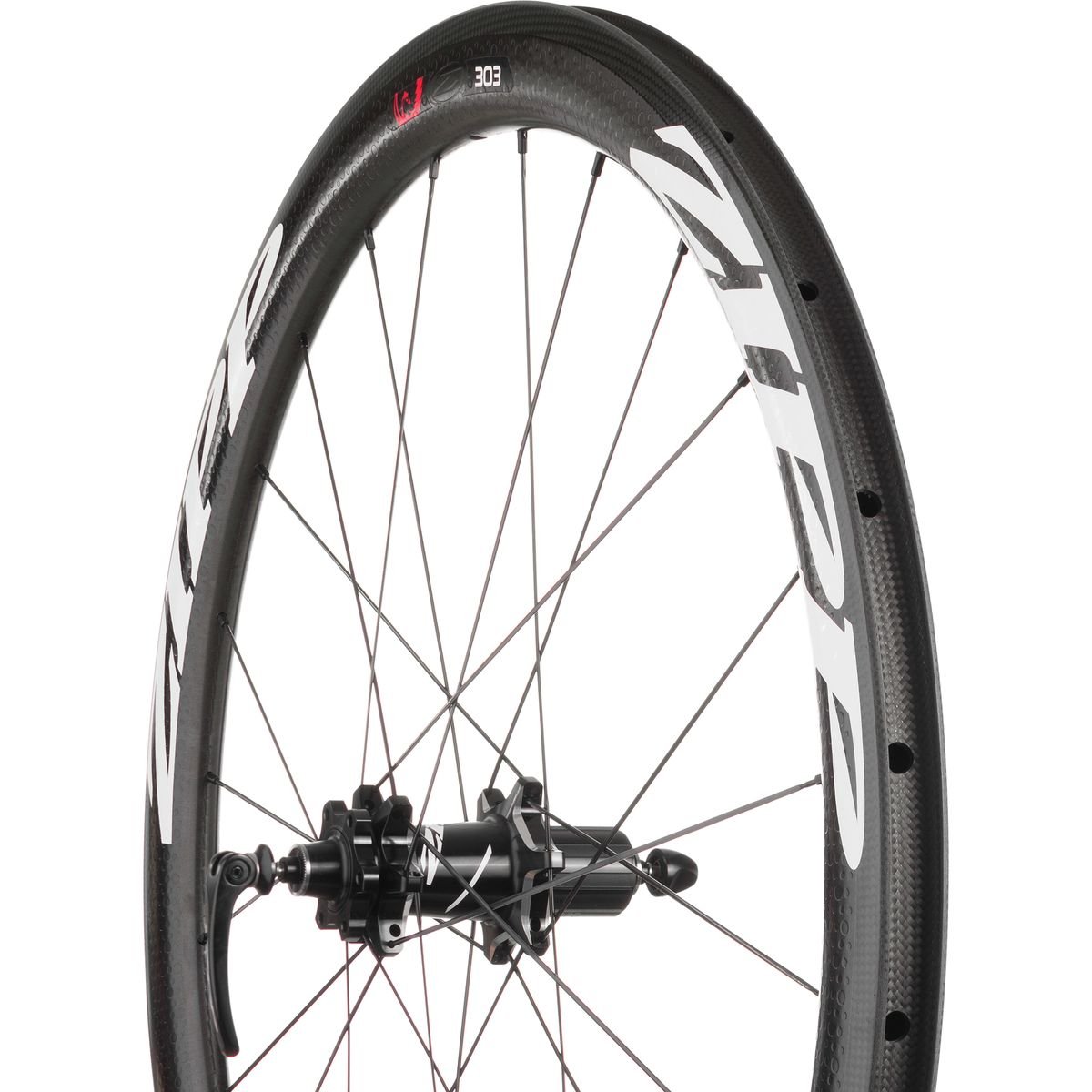 Zipp 303 Carbon Clincher Disc Brake V2 77D Front 24 Spokes Decal (Special Order) Wheel - Black