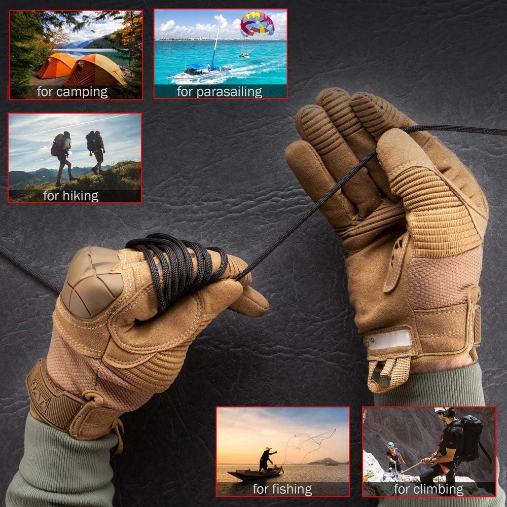 Grand Way Paracord 100 ft - Type III Black Paracord 550-4mm Nylon Rope Mil-Spec para Cord - Camping Rope Hiking Fishing Survival Boy Scout Parachute Cord - Outdoor Hammock 550 Paracord 016 : Sports & Outdoors