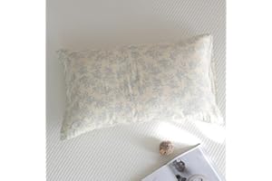 RANDOMPARTY 2 Pack Cottagecore Floral Cotton Gauze Soft Pillow Case, Double Layer Baby Muslin Flower Print Pillow Cover for Kids and Adults (White Blue,2)