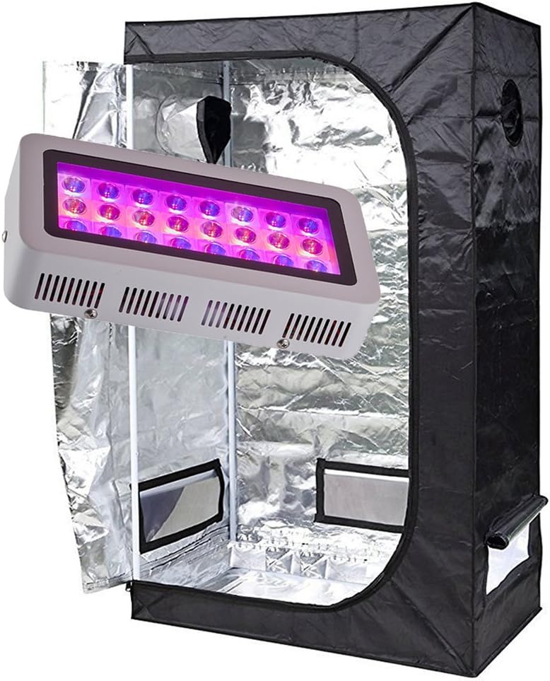 Oppolite Grow Tent Kit Complete Package LED 300W Full Spectrum LED Grow Light + 36"X20"X63" Grow Tent Dark Room Indoor Hydroponic System Kit (LED 300W Panel Light, 36"X20"X63"W/Window)