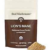 Real Mushrooms Lions Mane Mushroom Supplement - Organic Lions Mane Extract Powder for Overall Wellness with Adaptogens – Functional Vegan, Non-GMO Blend with 60 Servings