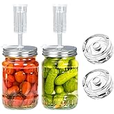 JOBVERT Fermentation Kit - 2 Upgraded Lids and 2 Glass Weights for 86MM Wide Mouth Mason Jars, Making and Storing Sauerkraut (Jars Not Included)