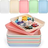 Lyellfe 15 Pack Plastic Art Trays, Deep Activity Sand Serving Trays, Stackable Spill-Proof Cafeteria Platter Crafts Organizer for DIY Projects, Painting, Beads, Jewelry