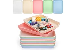 Lyellfe 15 Pack Plastic Art Trays, Deep Activity Sand Serving Trays, Stackable Spill-Proof Cafeteria Platter Crafts Organizer