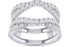 SAVEARTH DIAMONDS Enhancer Guard Ring for Women Round Lab Created Moissanite or Lab Grown Diamond Double Infinity Wedding Band Stacking Ring in 14K Gold Over Sterling Silver Jewelry Gift for Her