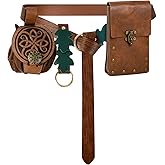 Renaissance Belt Pouch for Women, Medieval Belts Leather Waist Bag Fair Belt Renaissance Accessories for LARP Halloween Cosplay Costume (Green-1)