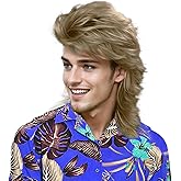 Wallden Hair Ash Blonde Mullet Wigs For Men Costume 80s Funny Wigs Heat Resistant Synthetic Pop Rock Wig For 70s Mens Fancy Party Cosplay Halloween Or Fun