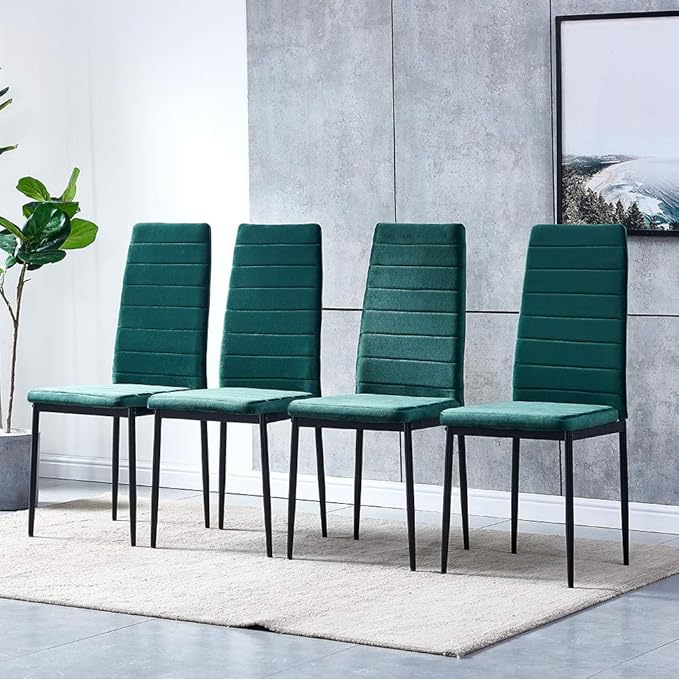 Huisen Furniture Green Velvet Dining Room Chair Set of 4 Emerald