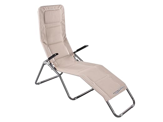 Meerweh Aluminium Gartenliege extra Hoch Sitzhöhe ca. 43 cm Bäderliege Saunaliege Sonnenliege Beige 153 x 72 x 126 cm