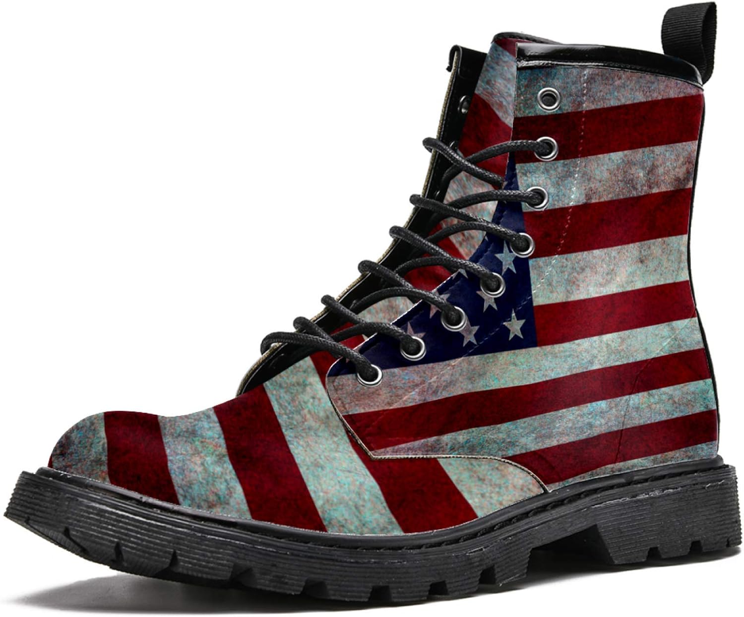 Vintage American Flag Girl Ankle Boots Classic Winter