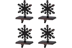 DOYOLLA Snowflake Stocking Holders for Mantle Set of 4, Christmas Stocking Holders, Stocking Hangers for Mantel, Fireplace Toppers Stand Hooks, Holiday Decorations(Color Retro Black Bronze)