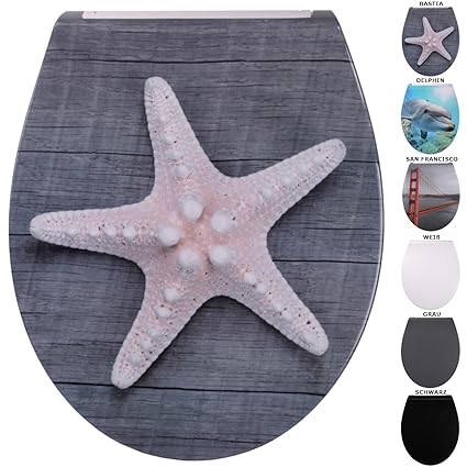 WC Sitz mit Absenkautomatik aus Duroplast, faszinierendes Design, abnehmbar, einfache Montage von oben (Flat Bastia)