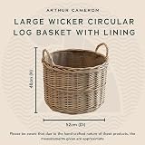 Arthur Cameron Deluxe Circular Wicker Log Basket with Handles & Lining (Large, view 3