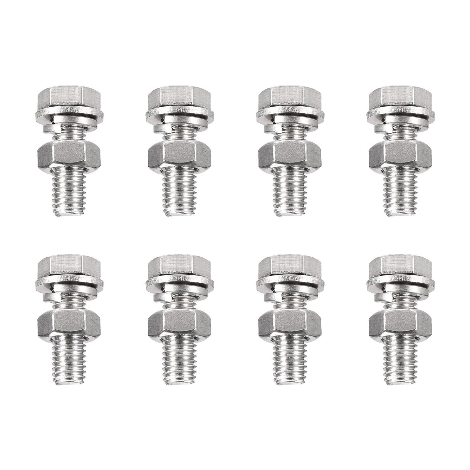 TA-VIGOR 8Pcs M10 x 35mm Hex Head Screws Bolts, Nuts, Flat & Lock Washers Kits, Fully Thread Hexagon Bolts, High Tensile Cap Screws for Metal Work, Automotive Machinery, Bike Motorcycles Repair
