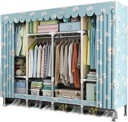 Garde Robe Tissu Portable Vetements En Acier Cagibi Organisateur Armoire Vetements Autoportantes Armoire De Rangement Etagere Armoire De Vetement Organisateur Fanjiani Amazon Fr Cuisine Maison