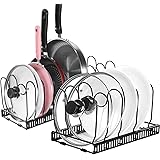 Mr Rabbi Pots and Pans Organizer Rack For Cabinet, 2 Pack Pot Lid Organizers, Or 1 Expandable Pot Rack For Kitchen Cabinet Pa