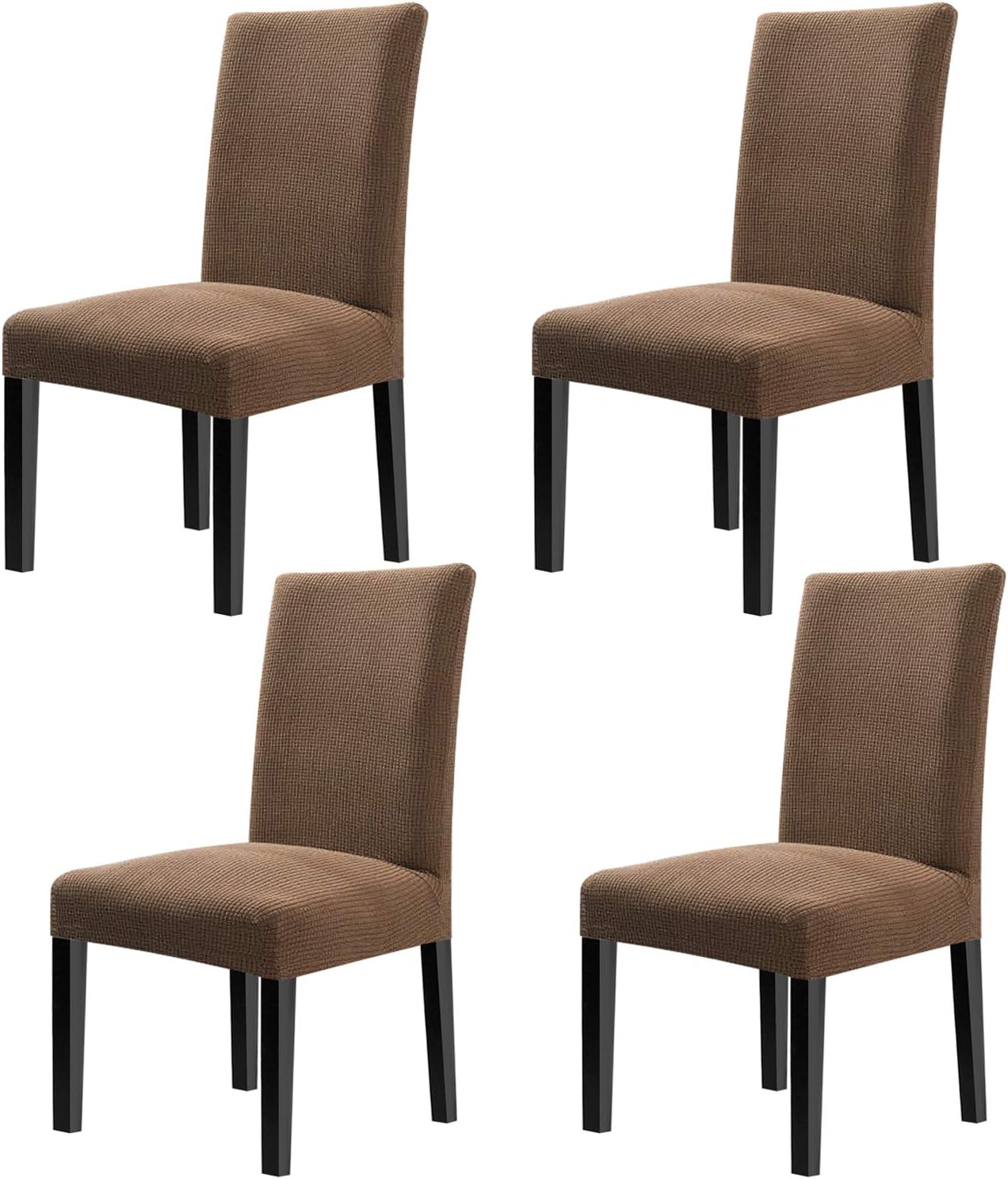 Fuloon 4 Pack Super Fit Stretch Removable Washable Short Dining Chair Protector Cover Seat Slipcover for Hotel,Dining Room,Ceremony,Banquet Wedding Party (Beige): Kitchen & Dining