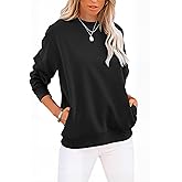 GKBK Womens Sweatshirts Cotton Crewneck Tops Long Sleeve Cute Lightweight Fall Winter Loose Casual Pullover with Pockets