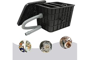 LYNICESHOP Upper Inlet Commercial Grease Trap, 35L Grease Trap Interceptor Oil-water Separator Under Sink Grease Trap Waste Water Oil-water Separator for Restaurant, Kitchen Under Sink