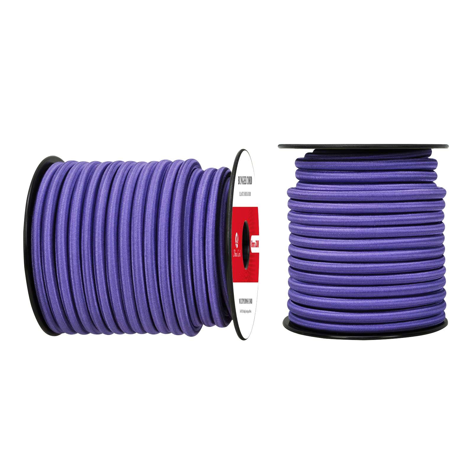 Abma Cord Bungee Cord 8mm 20M Elastic Shock Cord 100% Stretch Elastic Bungee Rope for Tarpaulin, Trailer, Backpack, Tent Pole, Kayak - Purple — image 1