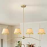 Haipinlier 39" Linear Kitchen Island Lighting Fixture,4-Light Gold Chandeliers Polished Gold with Mushroom Shaped Shades Made