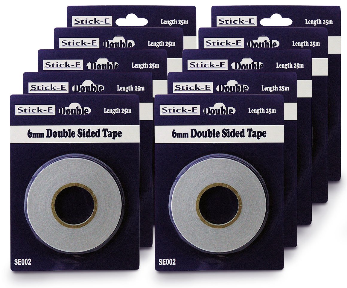 Stick-E Double Sided Tape 6mm x 25m (10 ROLLS)