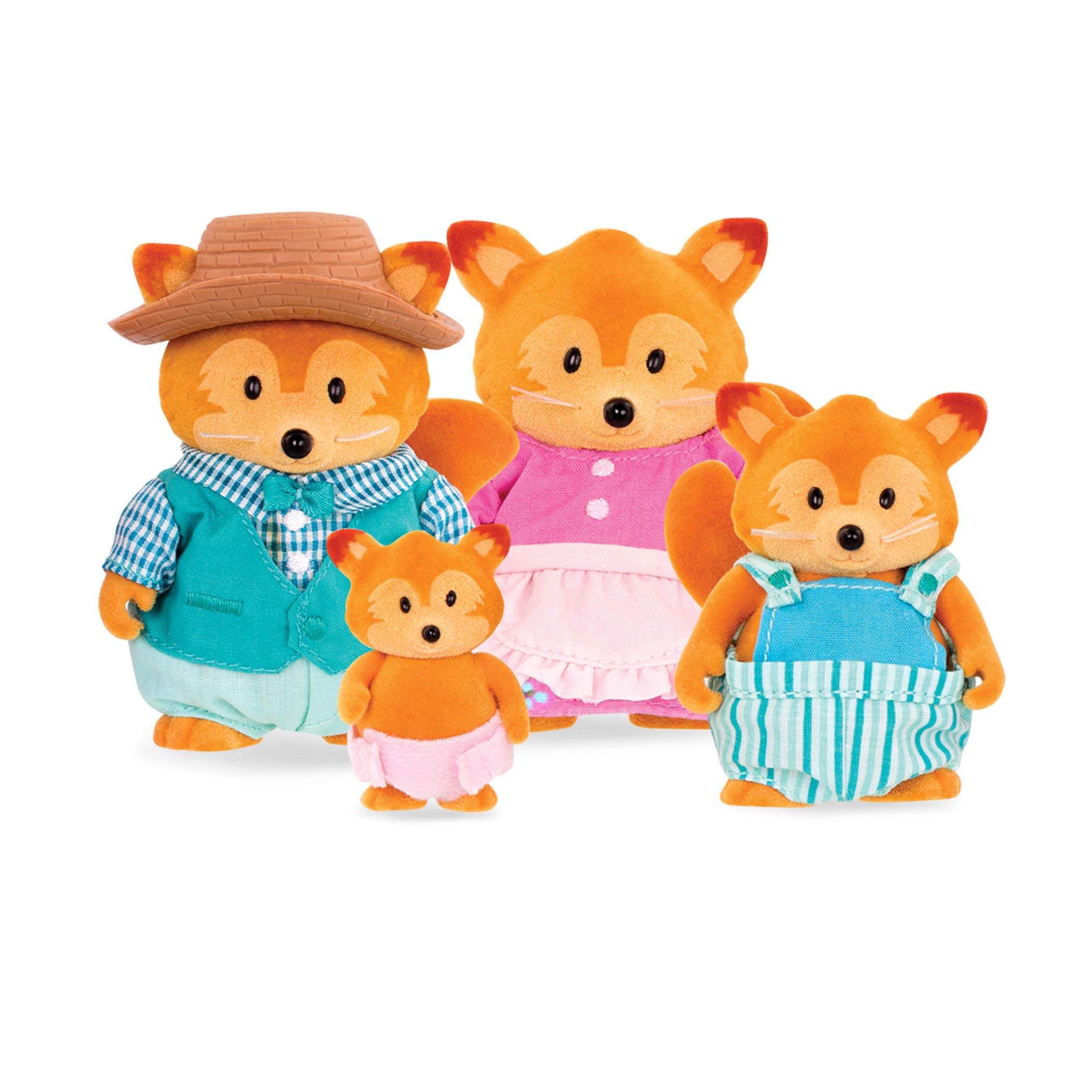 Li'l Woodzeez Fox Family Set – Tippytail Foxes with Storybook – 5 Pieces Toy Set with Miniature Animal Figurines – Family Toys and Books for 3+ Years