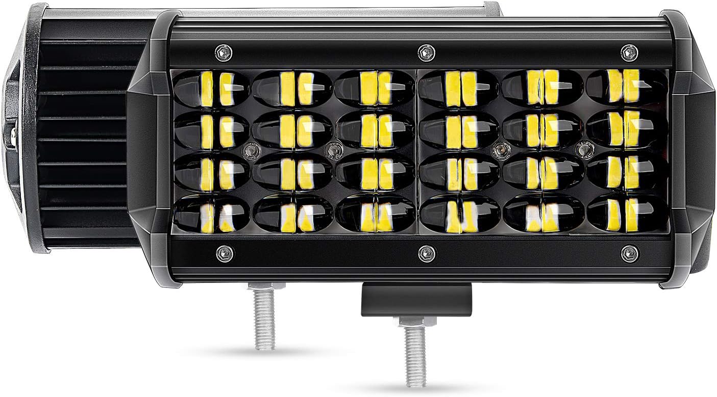 Nilight 18027C-A 2PCS 6.5Inch Bar 2 Pack 7 Inch 72w 7200lm Quad Row LED Off-Road Pods Spot Beam Fog Driving Work Light for Truck 4x4 ATV SUV Boat Jeep Tractor, 2 Year Warranty: Automotive