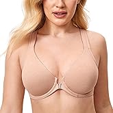 DELIMIRA Women's Front Closure Full Coverage Bras Plus Size Underwire Racerback Supportive Plunge Unlined Bra