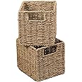The Lakeside Collection Set of 2 Handwoven Natural Seagrass Wicker Storage Baskets
