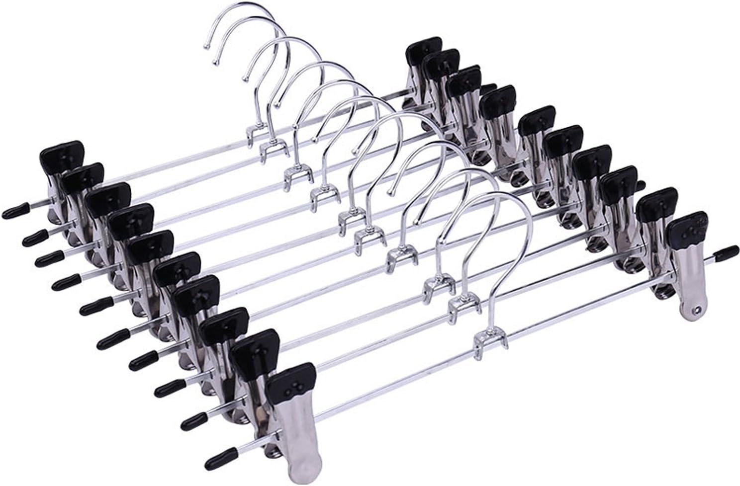 Pants Hangers with Clips 20 Pack, IDMAX Adjustable Heavy Duty Hangers with Non-Slip Clips Pants Hangers Stainless Steel Coat Suit Hangers Pants Hangers for Men Metal Pants Hangers for Jeans