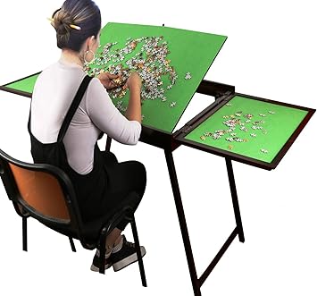GaGa Adults Kids Children Wooden Jigsaw Puzzle Table for Puzzle Games Portable Folding Tilting with Storage Cover Home Furniture - Puzzle Accessories for 1500 Pcs