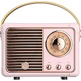 SpringFlora Retro Bluetooth Speaker, Wireless Vintage Small Speaker, Hands-Free Call,400mA Battery,TF Card,Aux Line, Portable Speaker for iOS Android Smartphone Home Office Gift Ideas Pink