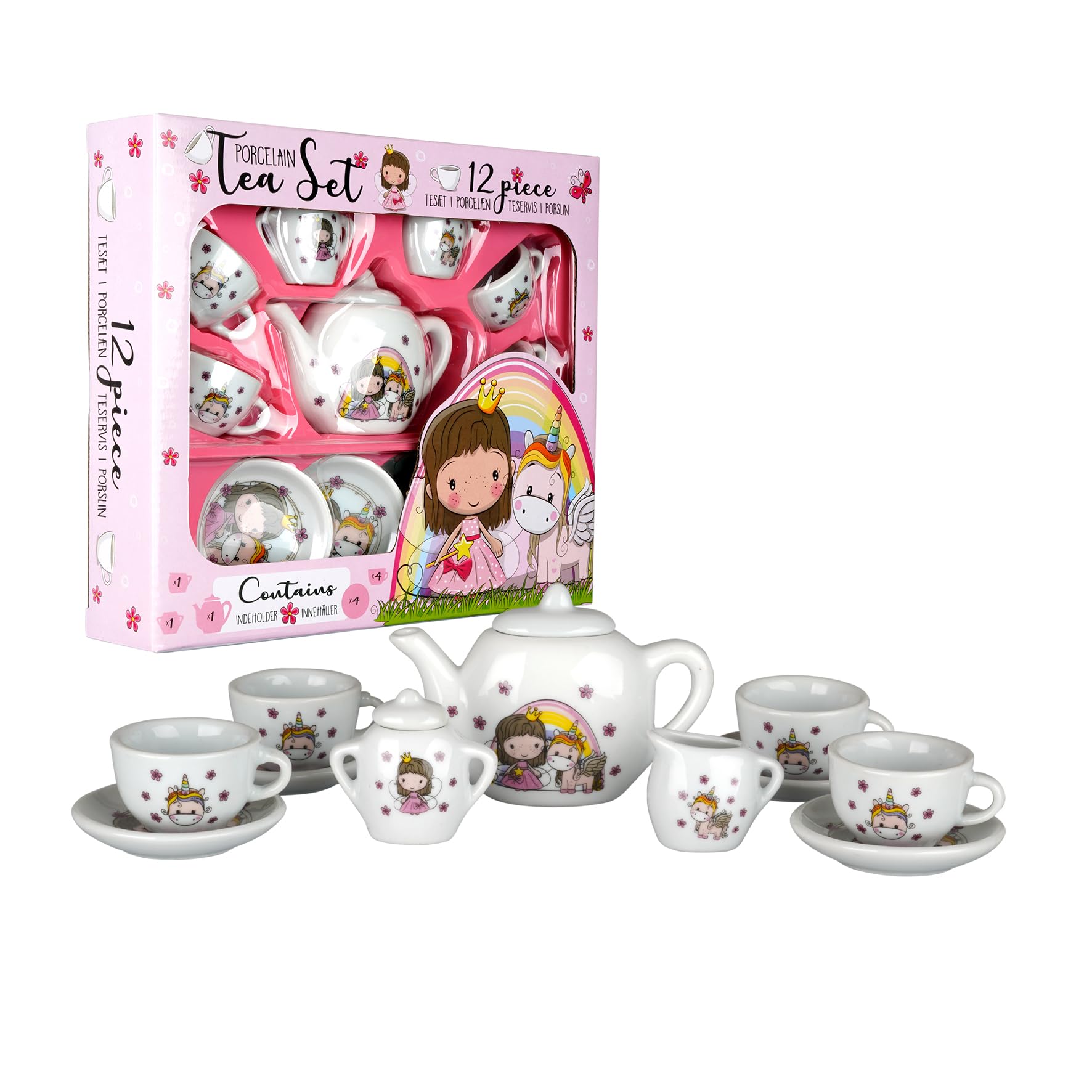 Barbo Toys - Lillie & Ellie Tea Set - 12-Piece Porcelain Tea Set