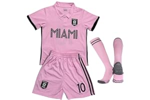 Vovenus Soccer Football Jersey No.10 For Kids boys girls Youth soccer Jersey With Socks,Jersey Shirt gift set (PINK-#10 JERSEY, Size 22 (6-8 Years))