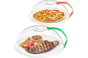 QEOSVVE 2 Pack Microwave Plate Cover, Transparent Microwave Splatter Cover XL, Microwave Food Cover Microwave Splatter Guard Lid Anti-Splatter with Steam Vents Handle Keeps Microwave Oven Clean