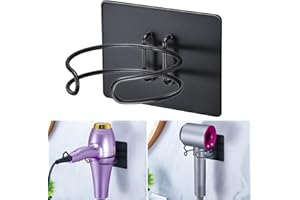 XILIMEN Hair Dryer Holder Wall Mounted, Self Adhesive Blow Dryer Hanger for Most Hair Dryers Storage, Hairdryer Holder Rack for Bathroom Cabinet, Black