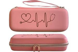 Plaris Stethoscope Case for Nurses for 3M Littmann/MDF/Omron Stethoscopes - Extra Room for Medical Bandage Scissors EMT Trauma Shears and LED Penlight, (Pink Rosegold)