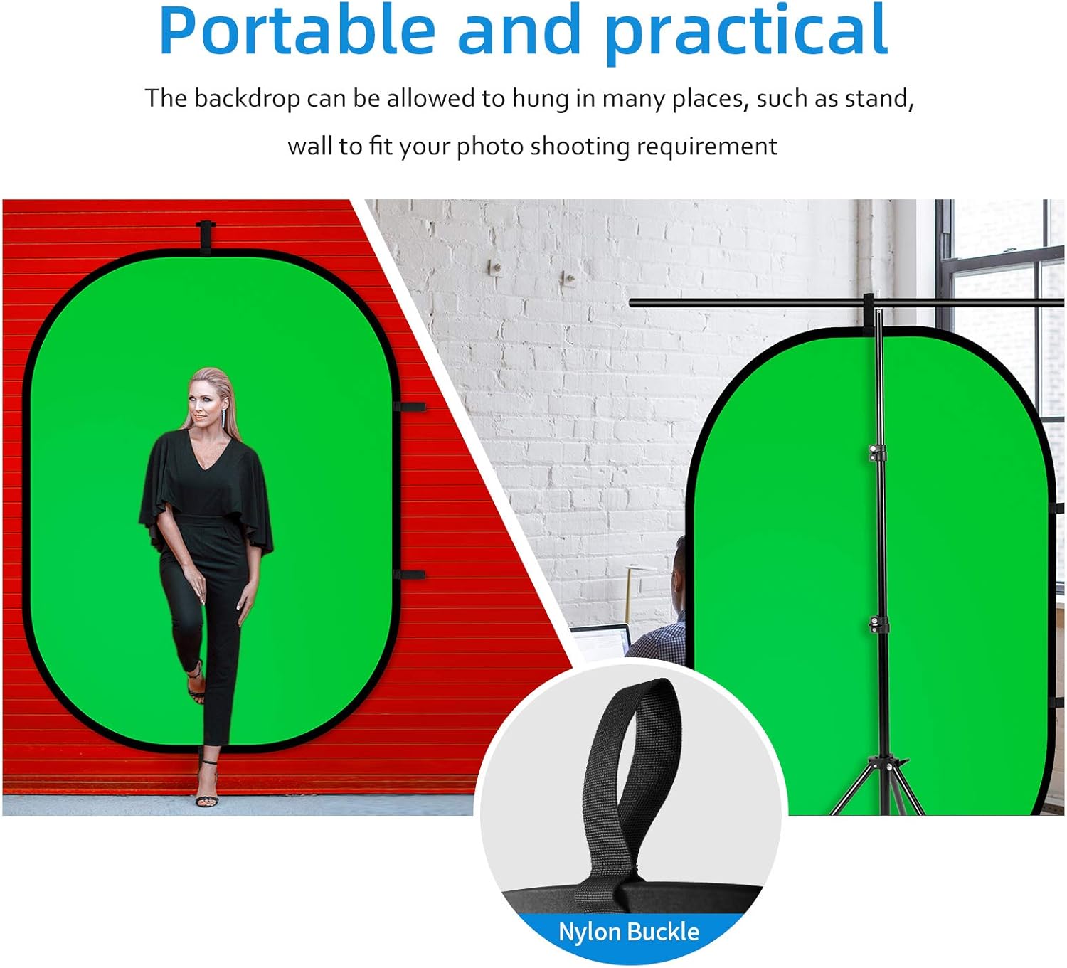 Selens Green Screen Blue Photography Backdrop Background Self Tape Chromakey Pop Up 100x150cm Collapsible Muslin for YouTube Live Streaming Game Video Photo Studio Portrait Interview with Carry Bag - Image 5