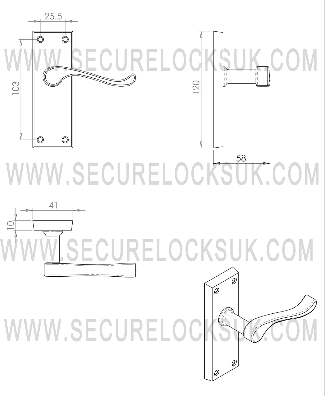 Victorian Scroll Brass Door Handles: 2 Pairs of Quality Lever Handles - Image 3