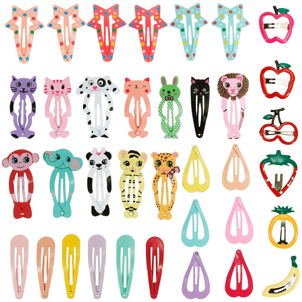 Lictin 36 Pcs Cute Mini Metal Snap Hair Clips in Colorful Small Barrettes for Little Girls, Fine Hair
