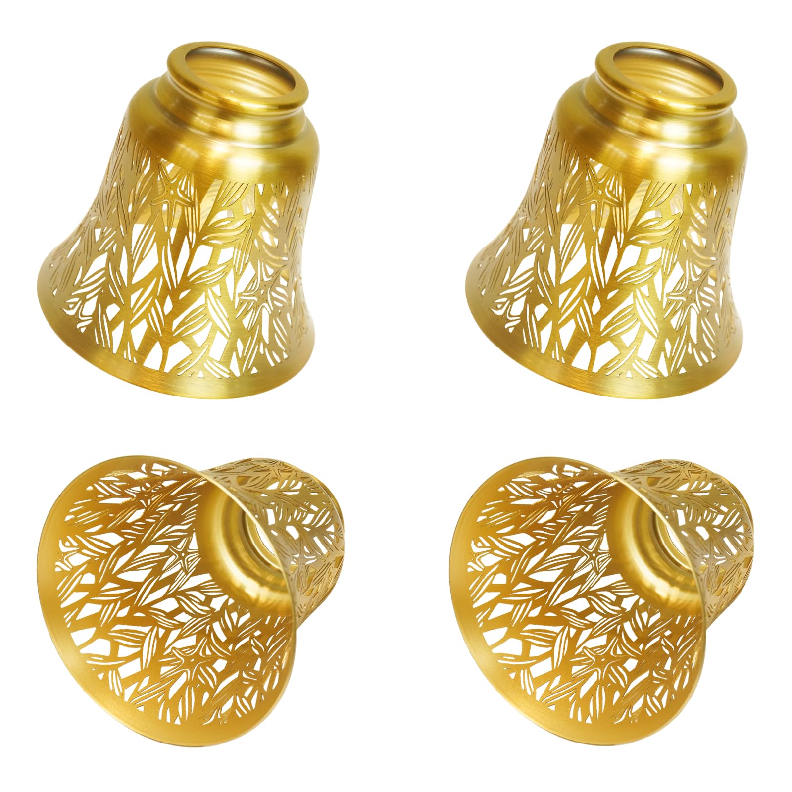 Photo 1 of 4 pack ceiling fan light covers- small lamp shades,mini lamp shades,metal lamp shade for pendant light shade, wall lamp, with 1-5/8" Fitter, 4-3/4" Height and 4-3/4" Diameter,Antique Brass and Gold