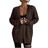 SOLY HUX Women's Open Front Oversized Cardigan Sweater Long Sleeve Casual Outerwear with Pockets