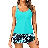 Women Tankini Swimsuits with Skirt - Two Piece Tummy Control Bathing Suit with Pockets Loose Fit 2025 Swimwear