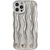 Caseative for iPhone 12 Pro Case, Silver | Water Ripple Pattern Curly Wave Frame Soft